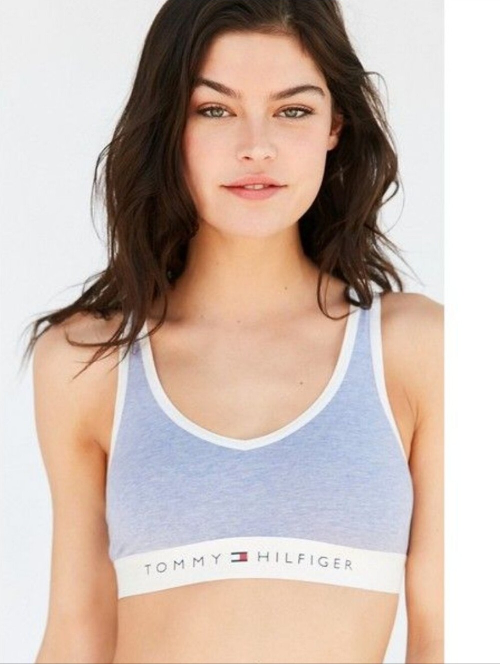 NWT Tommy Hilfiger Wireless Racerback Bralette, Cotton Lounge Bra, Logo Band XL